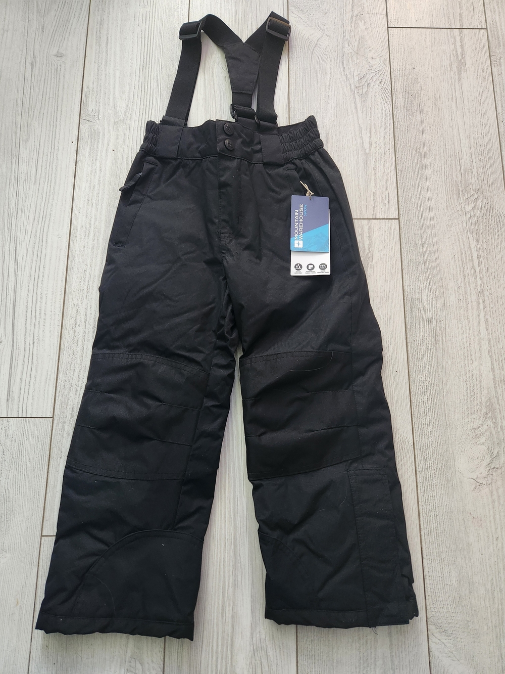 BNWT Mountain Warehouse Kids Black Snow Pants with Adjustable Suspenders